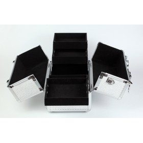 Kozmetický kufrík-bielo strieborný- 27 cm (š) x18,7cm (d ) x 19,5cm ( v )