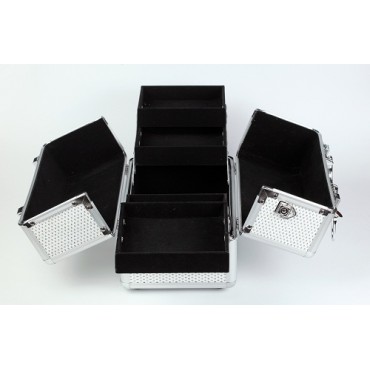 Kozmetický kufrík-bielo strieborný- 27 cm (š) x18,7cm (d ) x 19,5cm ( v )