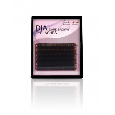 DIA tmavohnedé 3D mihalnice, natočenie C-Mix dĺžok 8 až 13mm