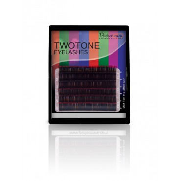 TWO TONE dvojfarebné 3D mihalnice, natočenie C 0,20, Mix 10, 12, 14 mm