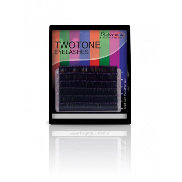 TWO TONE dvojfarebné 3D mihalnice, natočenie C 0,20, Mix 10, 12, 14 mm